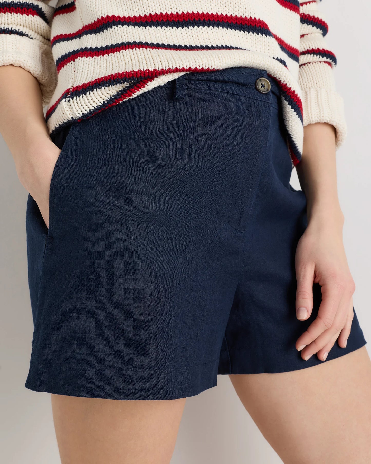 100% European Linen Trouser Shorts - 0 / Bayberry Olive