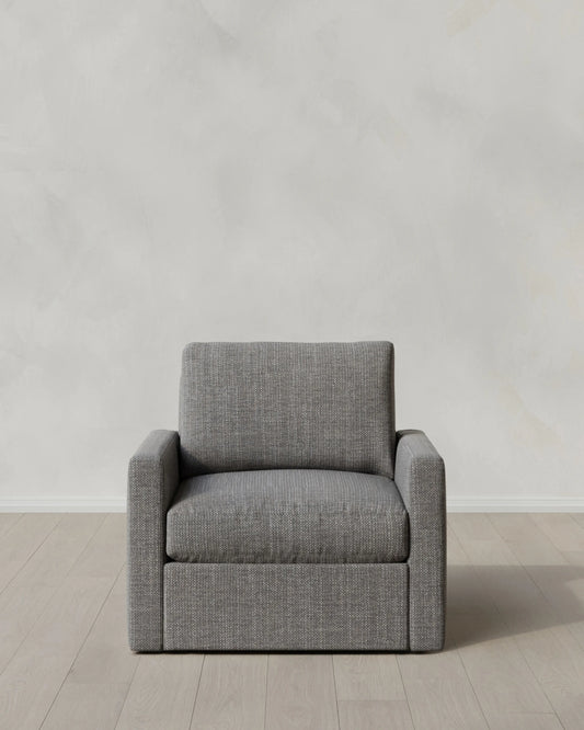 Brennan Swivel Chair in Performance Chenille Linen Blend - 32" / Slate
