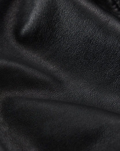 Shearling Collar Leather Flight Jacket - S / True Black