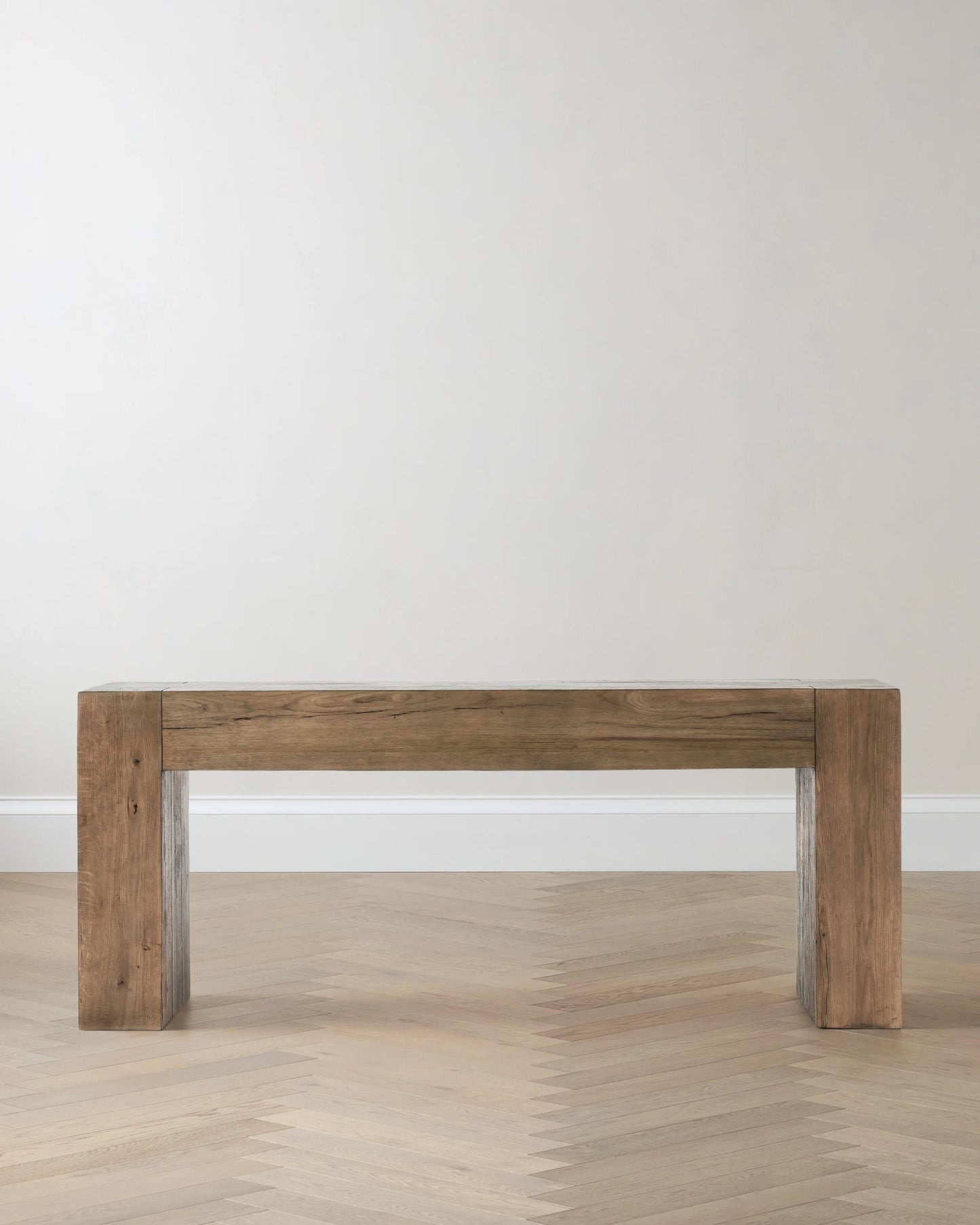Reclaimed Oak Waterfall Console Table - One Size / Weathered Oak