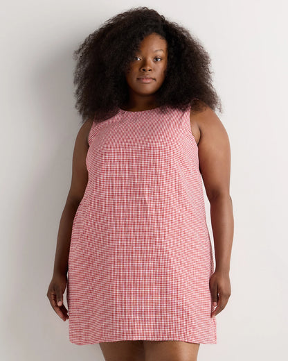 100% European Linen Tank Mini Dress - 1X / Black