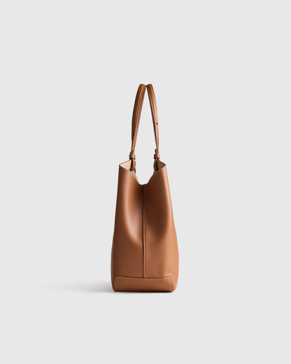 Italian Leather Trapeze Tote - One Size / Dark Brown