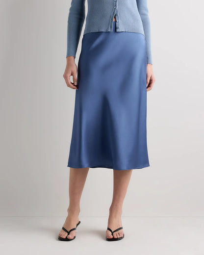 100% Washable Silk Skirt - XS / Champagne