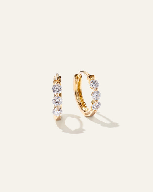 14K Gold Lab Grown Diamond Shared Prong Huggie - One Size / Yellow Gold