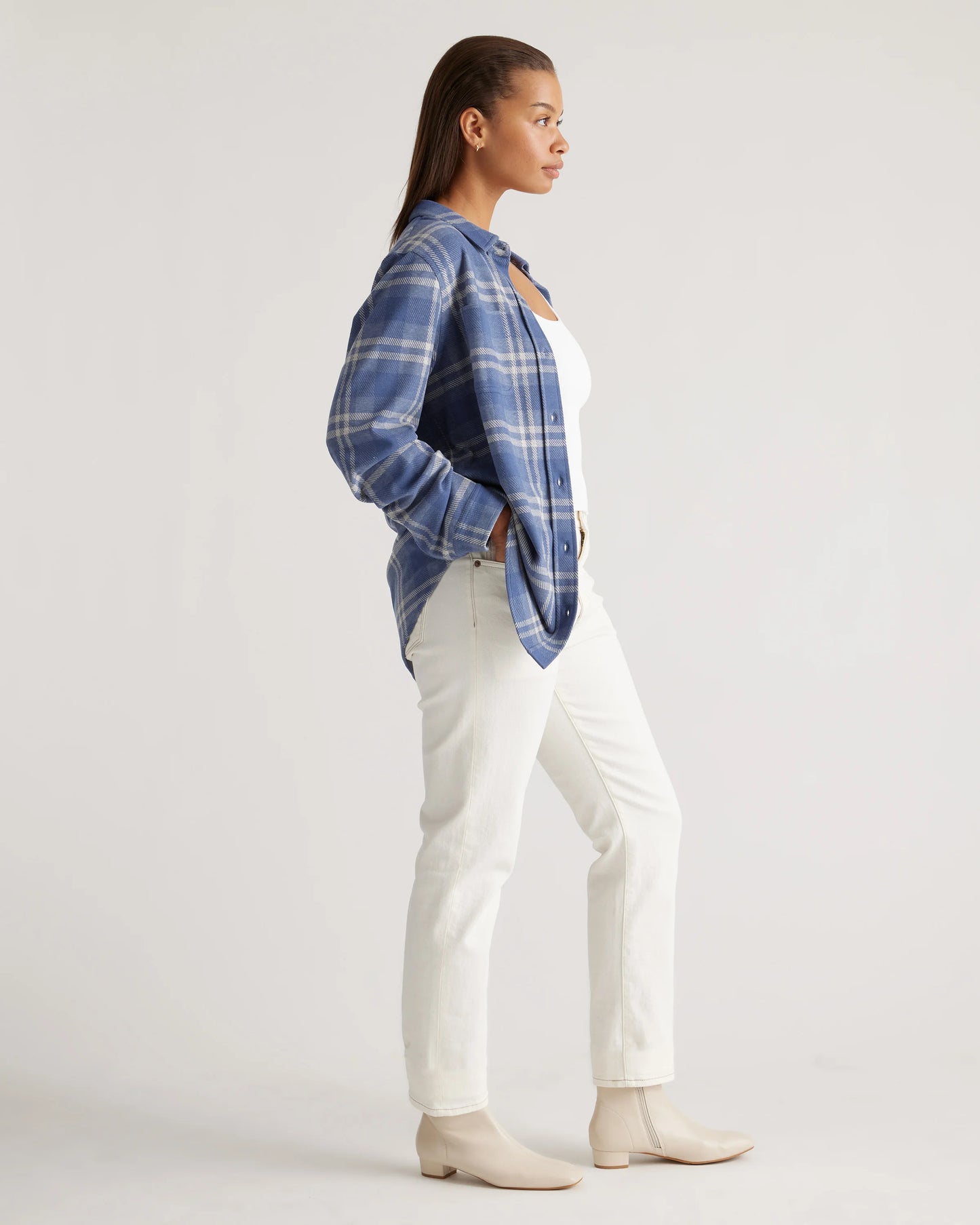 Stretch Sweater Fleece Shirt - XS / Navy/Red/Yellow Check
