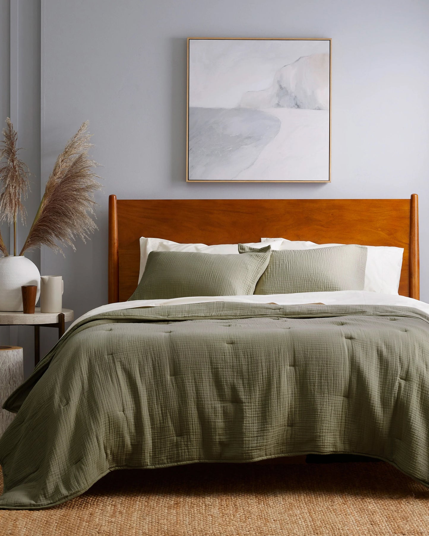 Organic Cotton Gauze Dream Quilt Set - Twin / Dried Sage