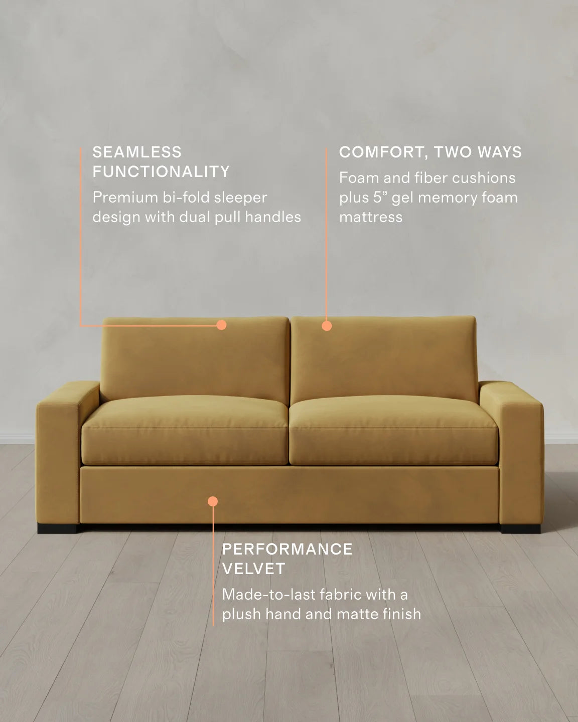 Stillman Sleeper Sofa in Performance Velvet - Queen / Java