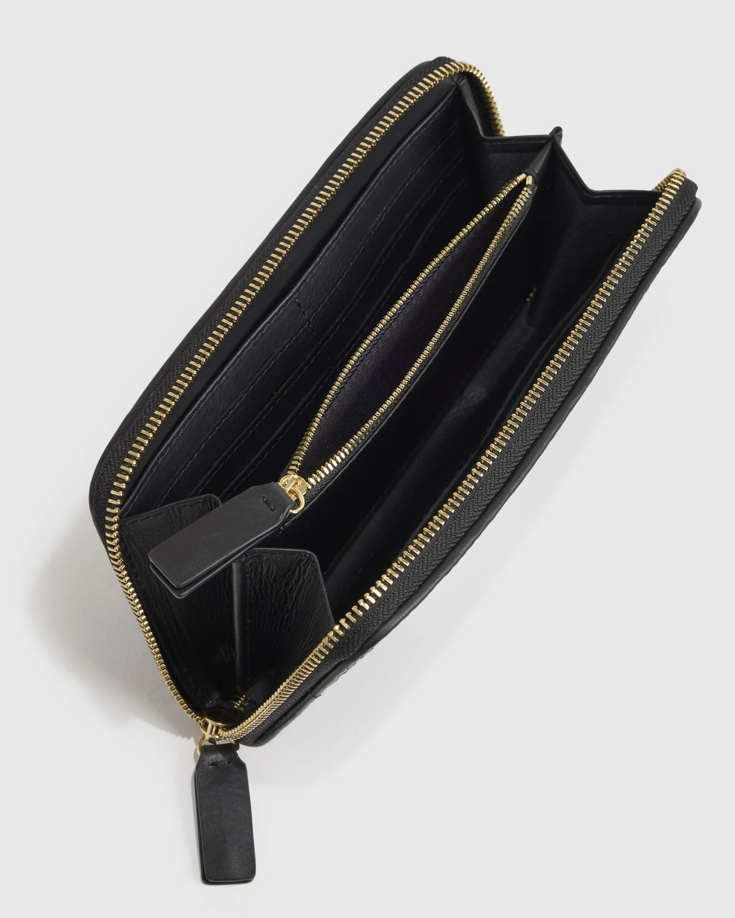 Italian Leather Handwoven Continental Wallet - One Size / Black