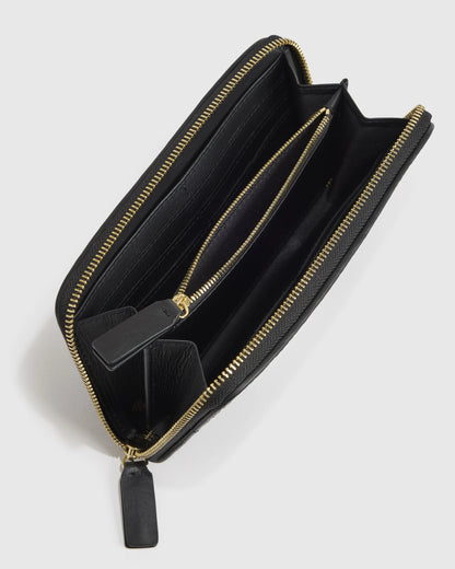 Italian Leather Handwoven Continental Wallet - One Size / Black