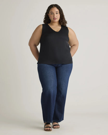 Washable Stretch Silk Tank - 1X / Navy