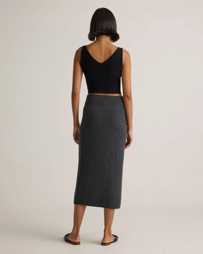 Mongolian Cashmere Fitted Midi Skirt - XS / Brown