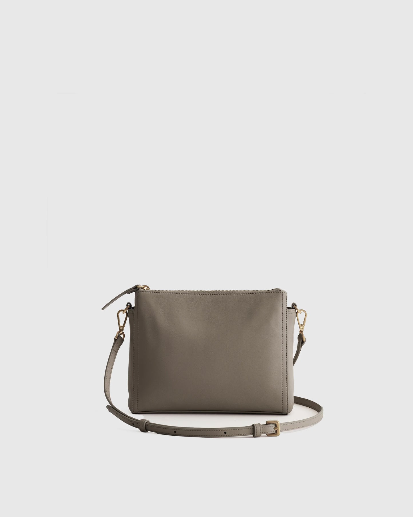 Italian Leather Triple Compartment Crossbody - One Size / Black