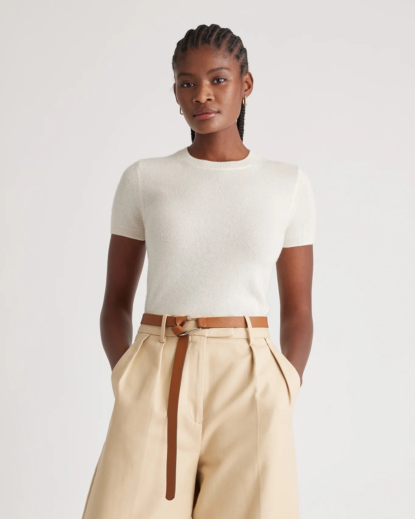 Mongolian Cashmere Tee - XS / Pale Custard Yellow