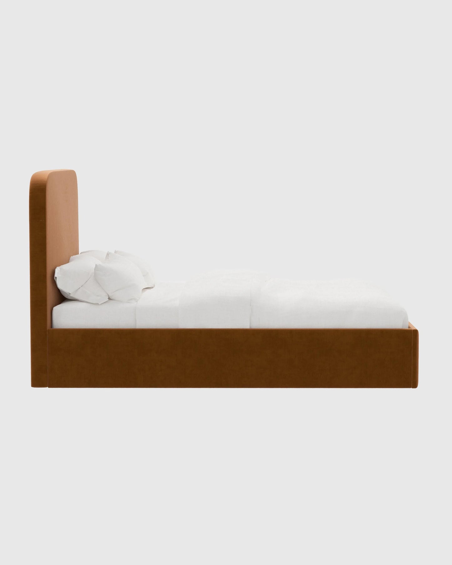 Curved Bed in Performance Velvet - Full / Walnut