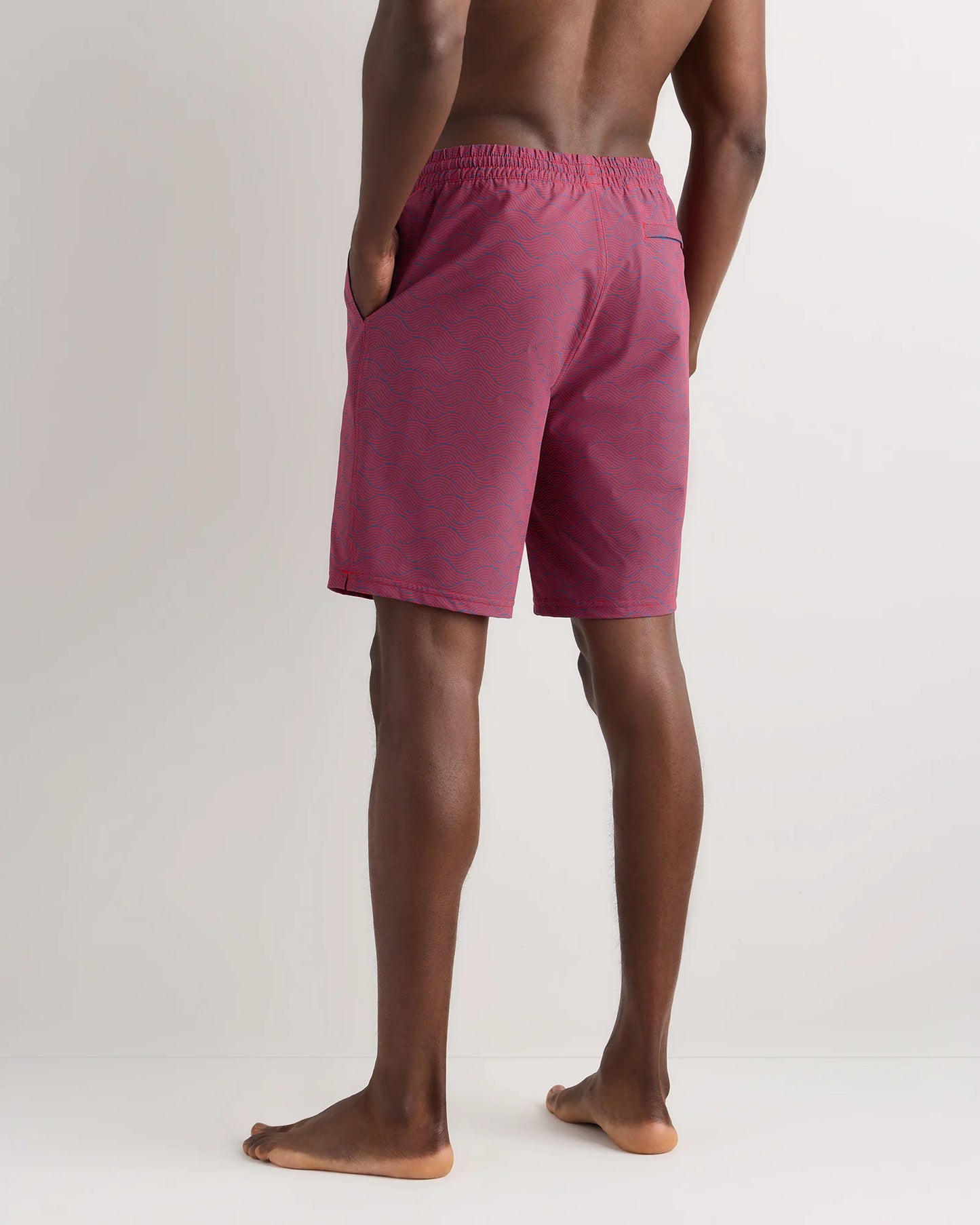 Italian Swim Trunks - 9" - S / Navy Palms