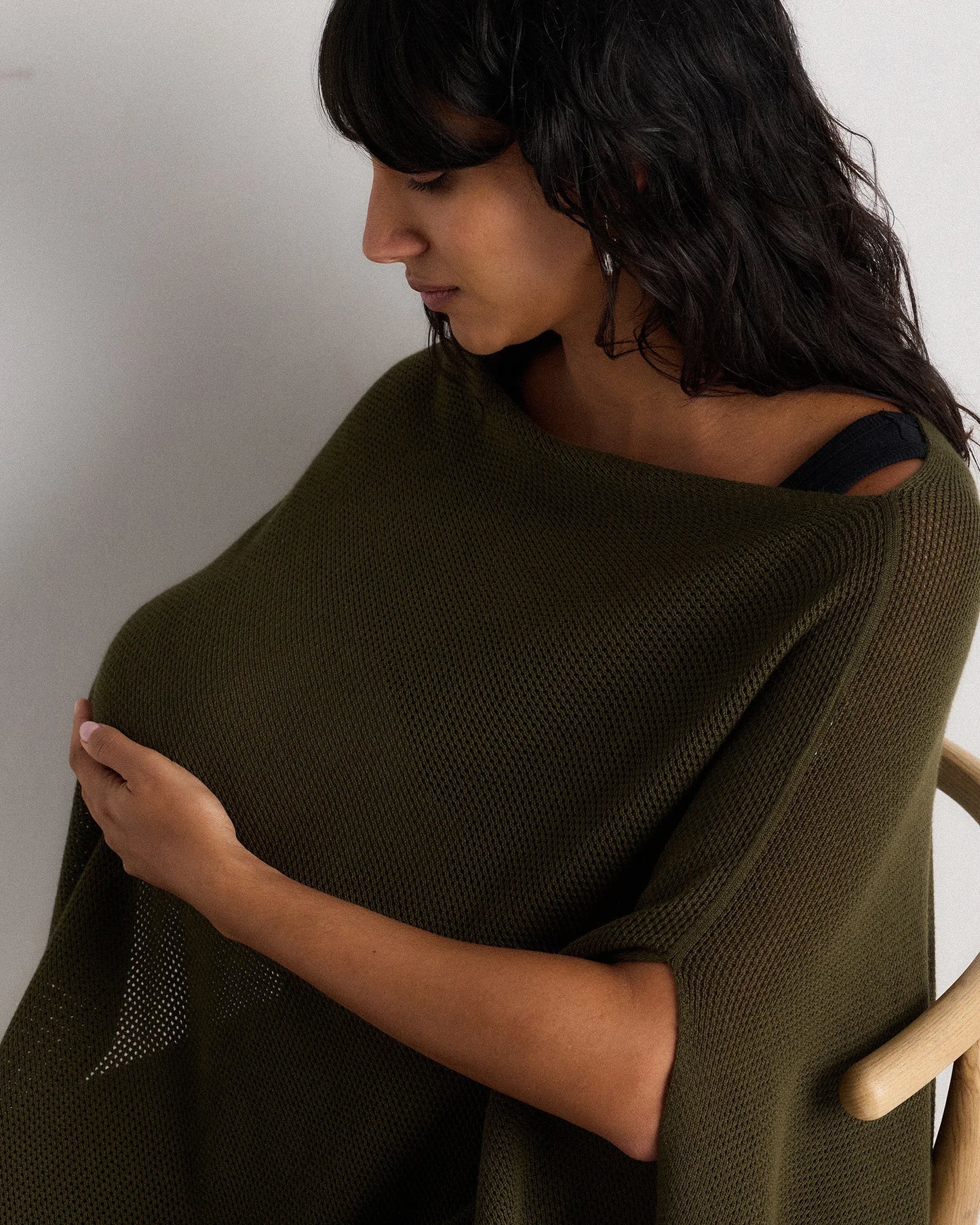 Lightweight Cotton Cashmere Nursing Shawl - One Size / Pale Custard Yellow