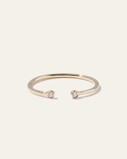 14K Gold Diamond Bezel Open Ring - 4 / White Gold
