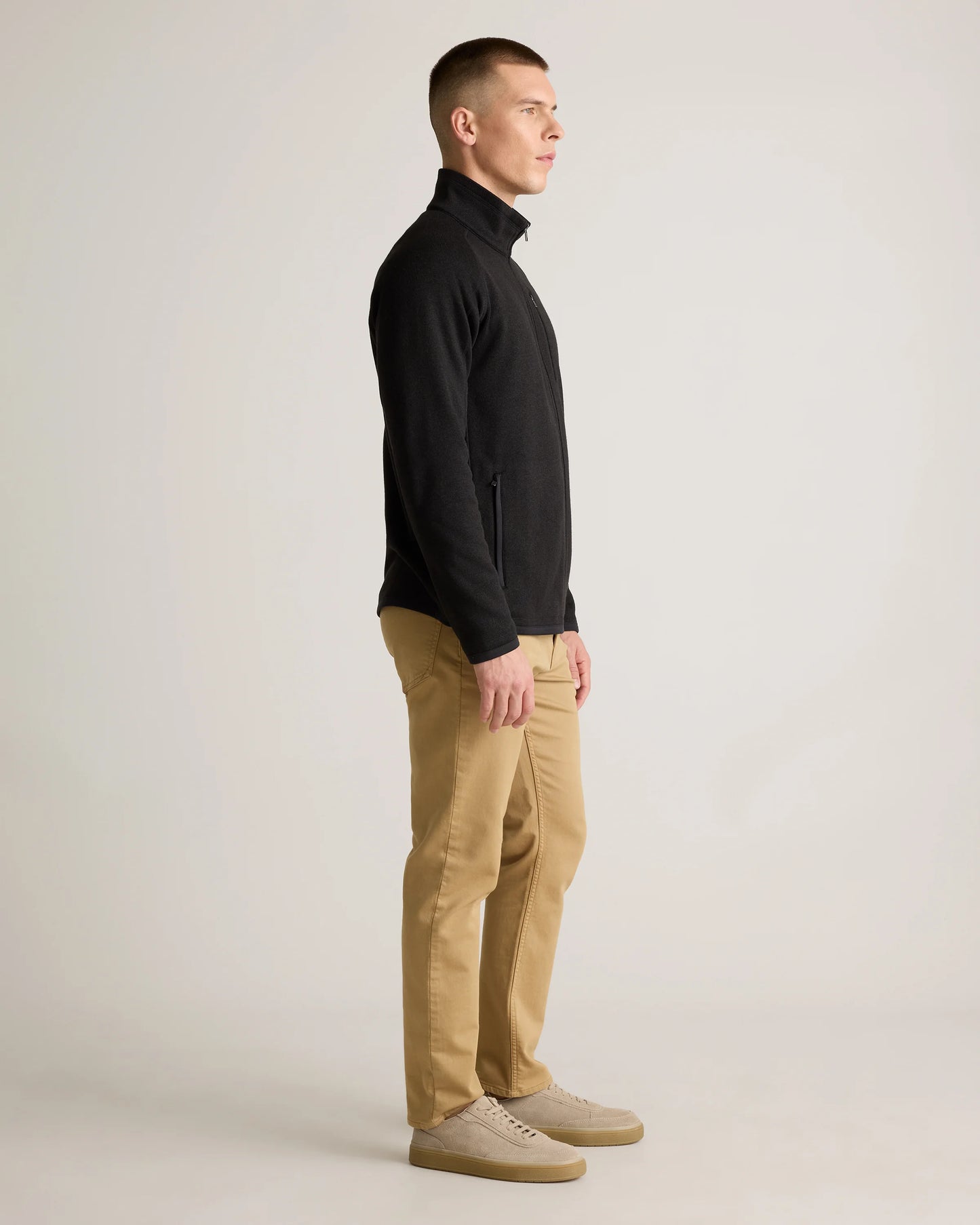 Sweater-Knit Fleece Full-Zip Jacket - XS / Heather Mineral Green