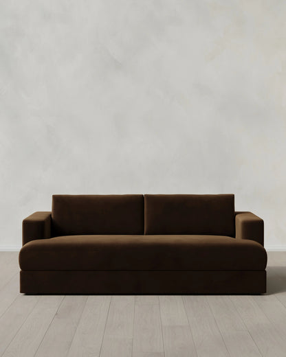 Sierra Curved Arm Sofa in Performance Velvet - 7ft / Sable