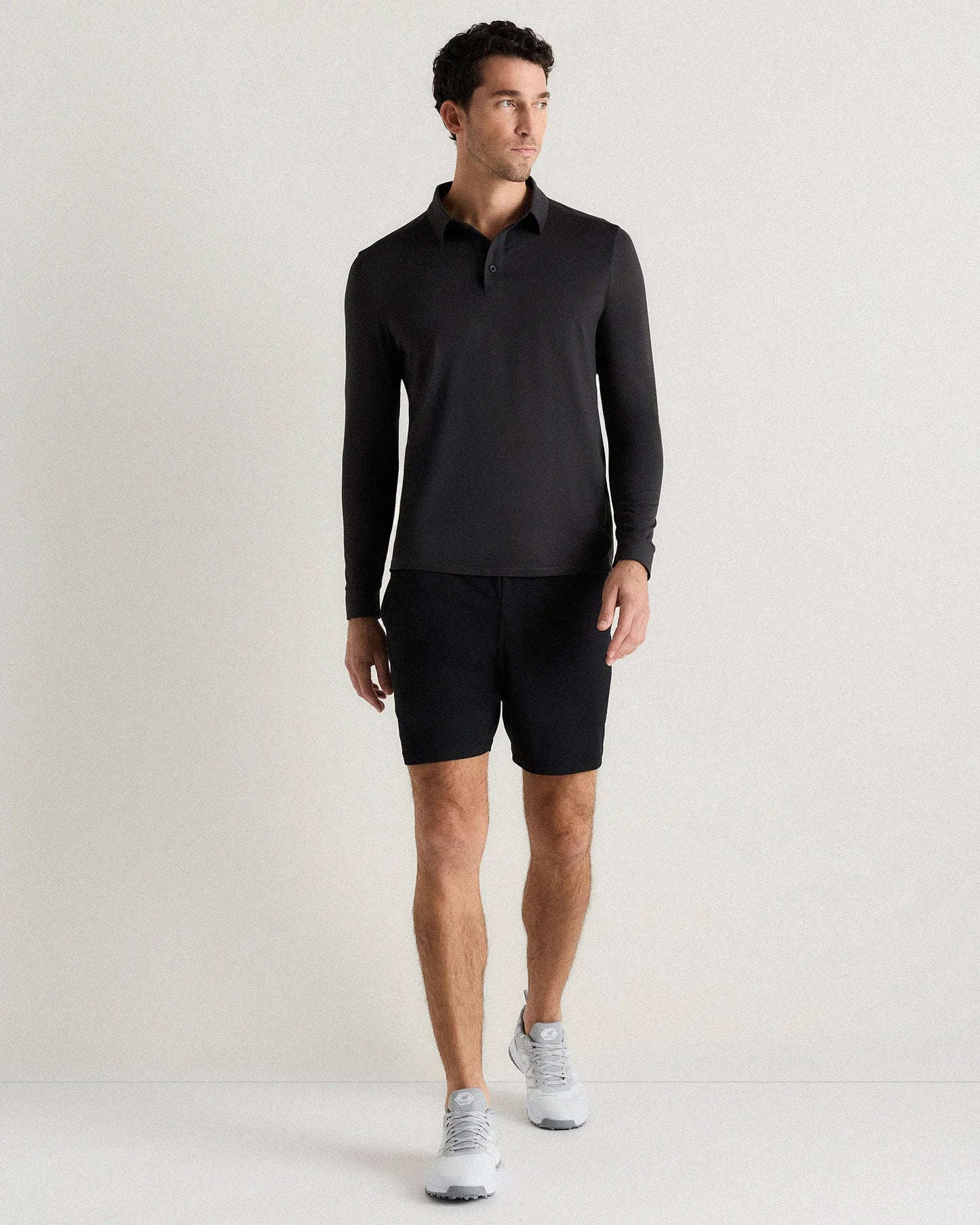 Flowknit Breeze Performance Long Sleeve Polo - XS / Heather Black
