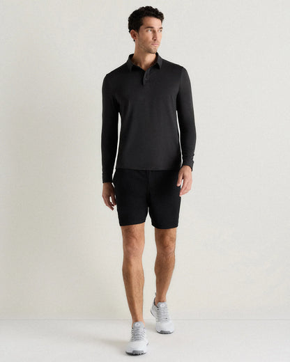 Flowknit Breeze Performance Long Sleeve Polo - XS / Heather Black