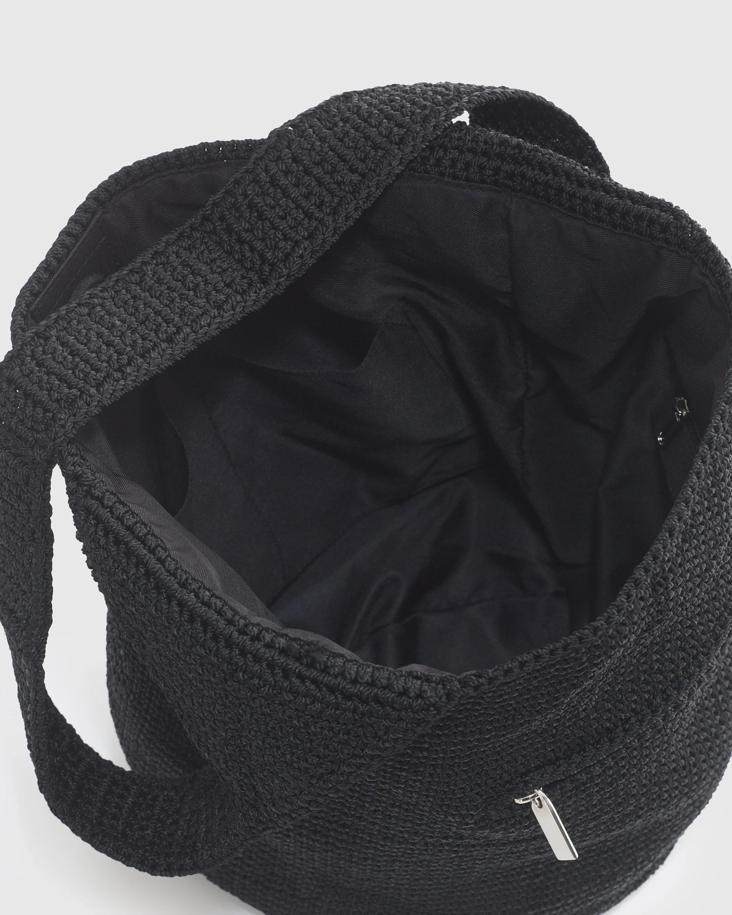 Hand Crochet Hobo Shoulder Bag - One Size / Black