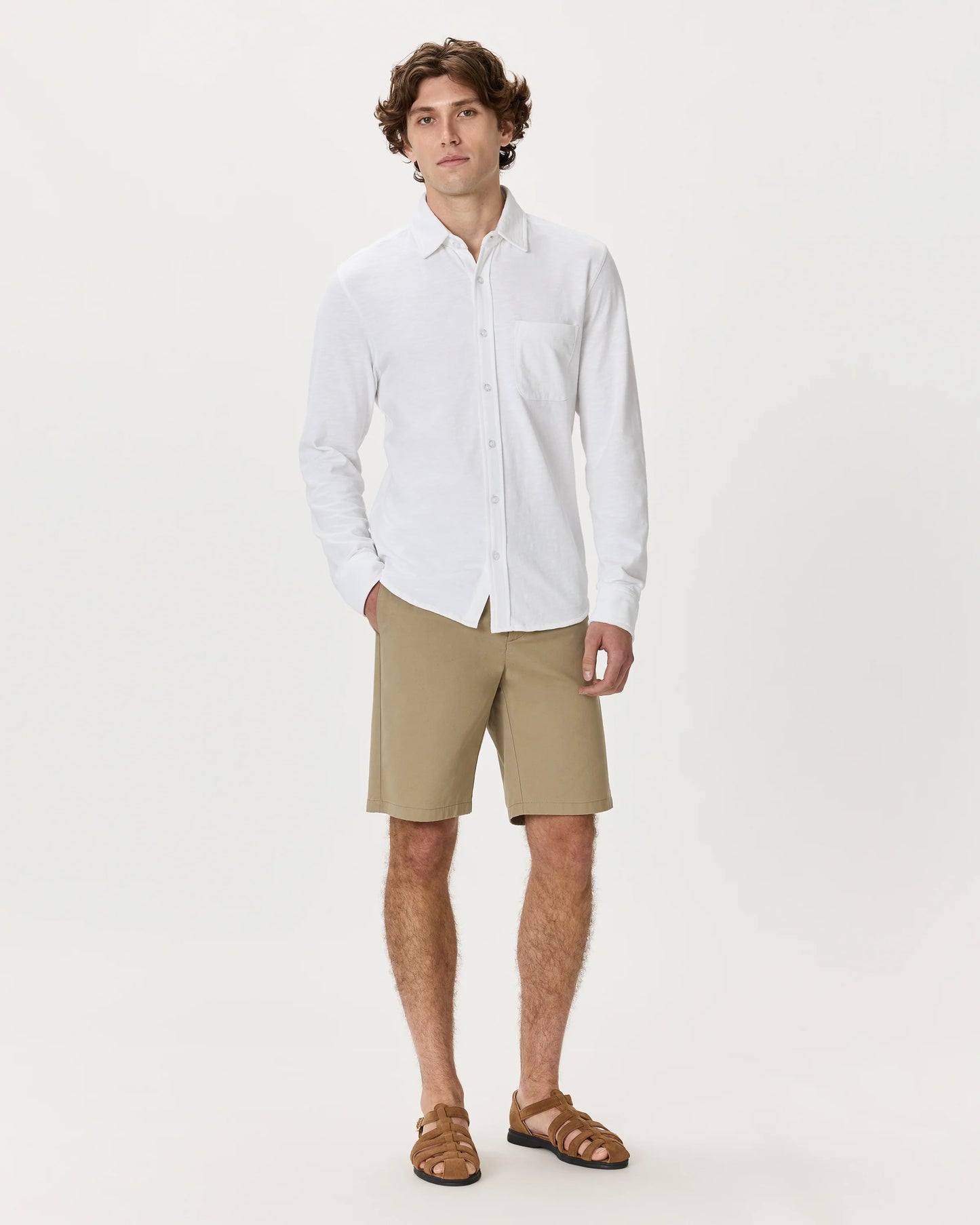 100% Organic Cotton Slub Long Sleeve Button Up Shirt - S / Heather Grey