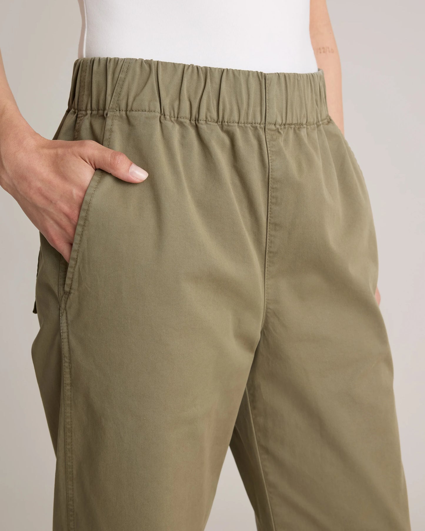 Organic Stretch Cotton Wide Leg Chino Pants - 0 / Olive