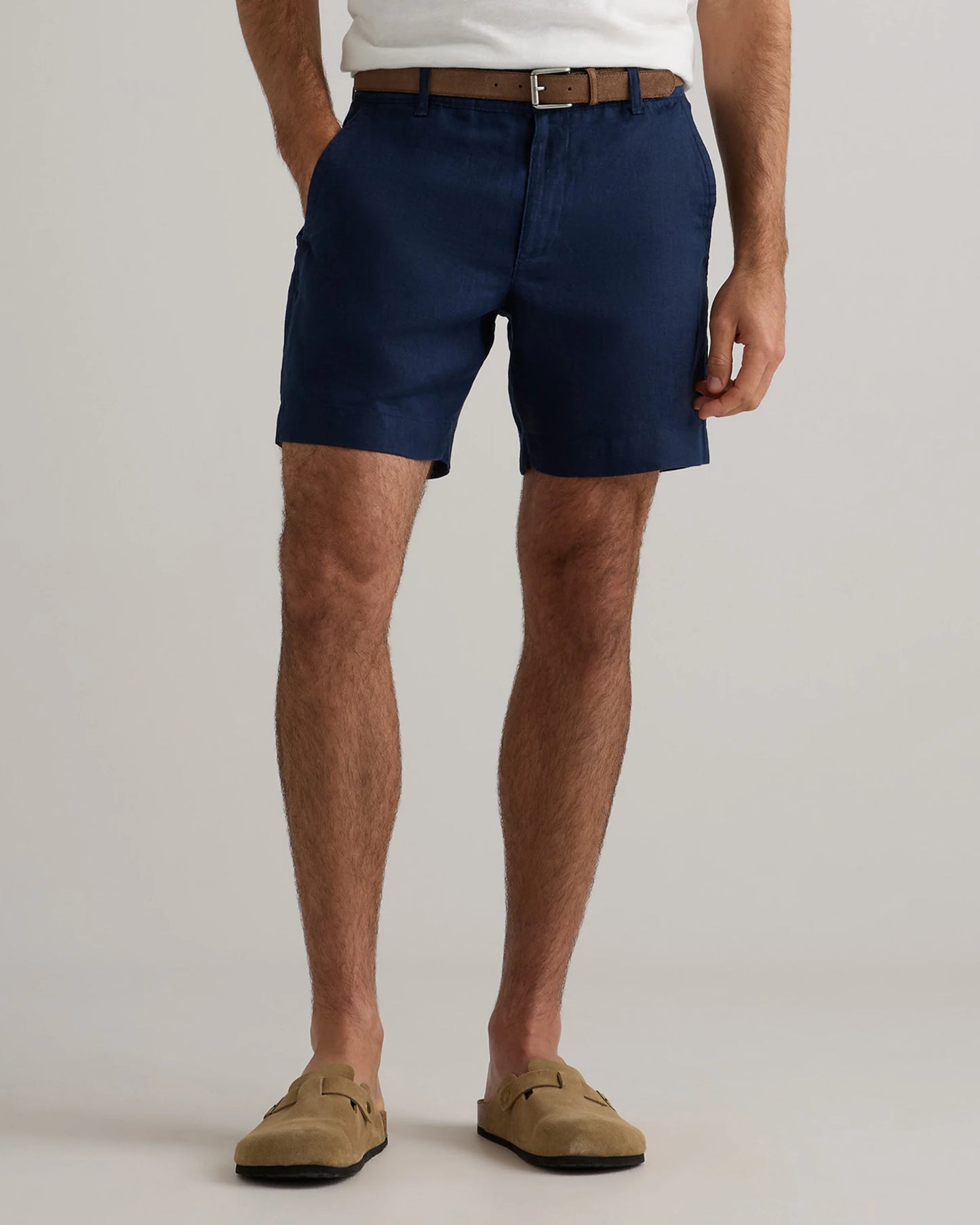 100% European Linen Trouser Shorts - 7" - S / Bayberry Olive
