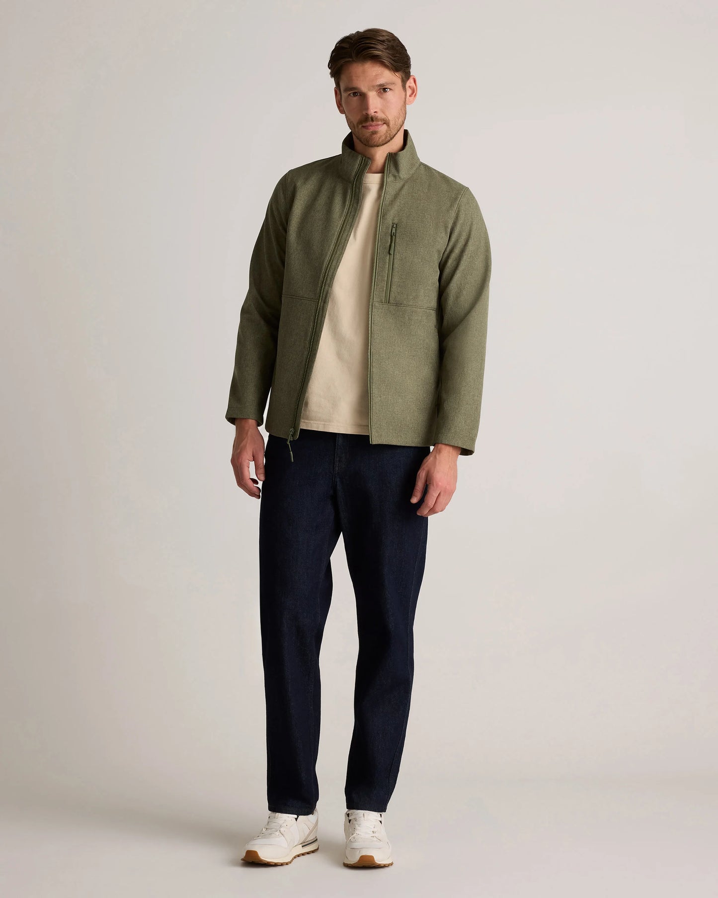 Softshell Fleece-Lined Full-Zip Jacket - S / Heather Shady Charcoal