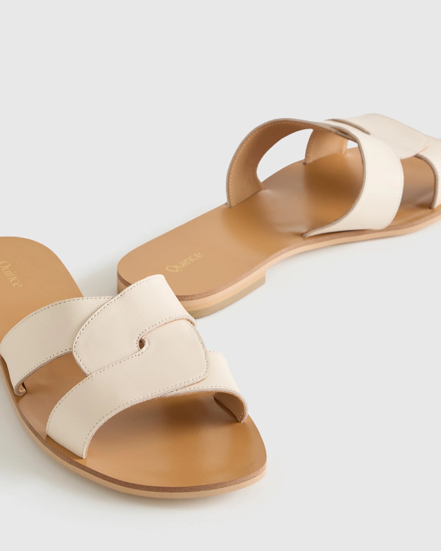 Italian Leather Cutout Slide Sandal - 5 / Shell Pink