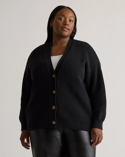 100% Organic Cotton Oversized Boyfriend Cardigan - 1X / Camel