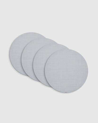 Mini Basketweave Easy-Care Round Placemat, Set of 4 by Chilewich - One Size / Parchment