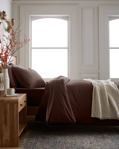 Organic Brushed Cotton Duvet Cover Set - Twin / Toffee