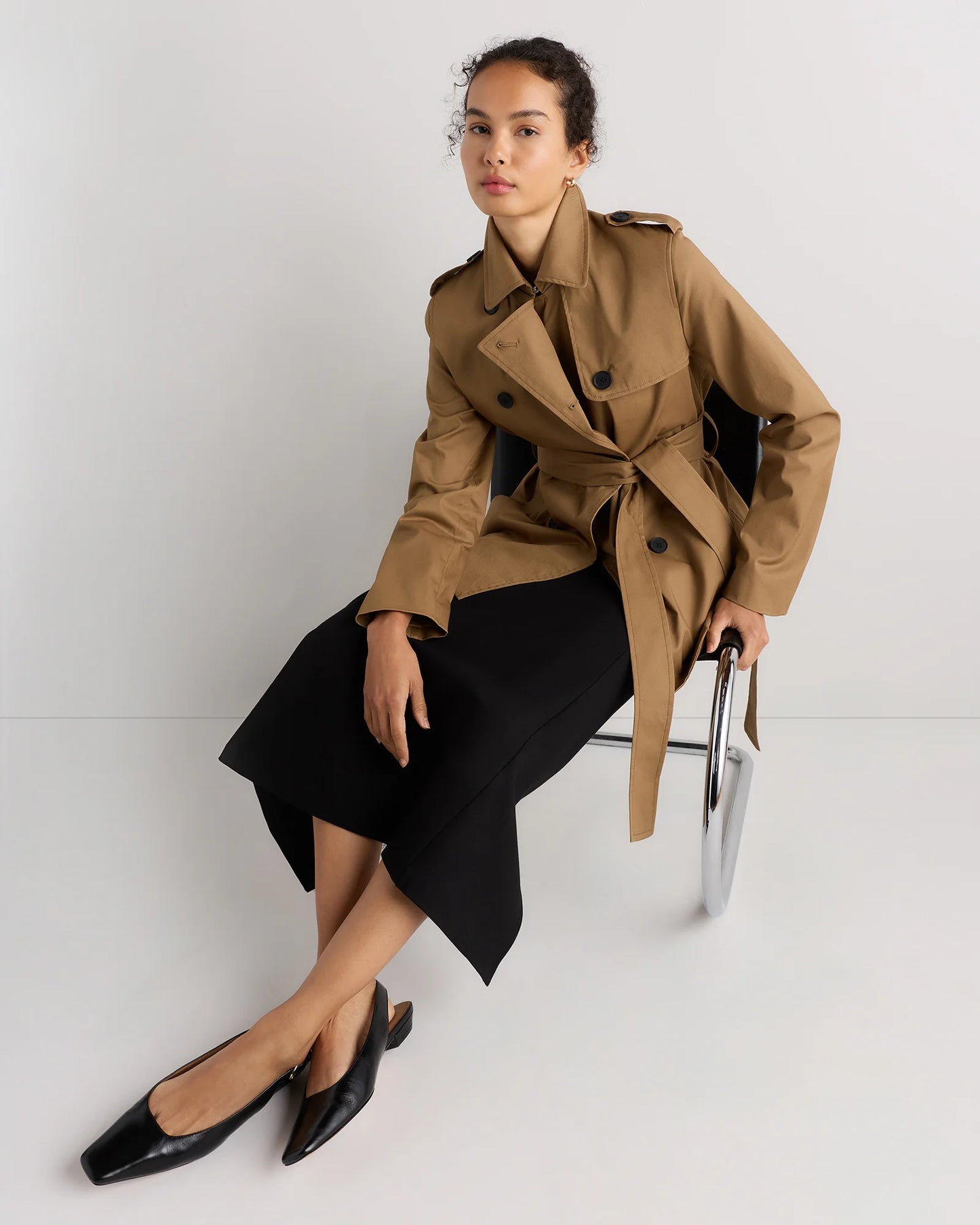 Comfort Stretch Short Trench Coat - XS / Coffee Bean Brown