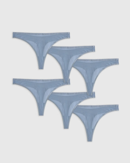 Belgian Mesh Sheer Thong (6-Pack) - XS / Slate