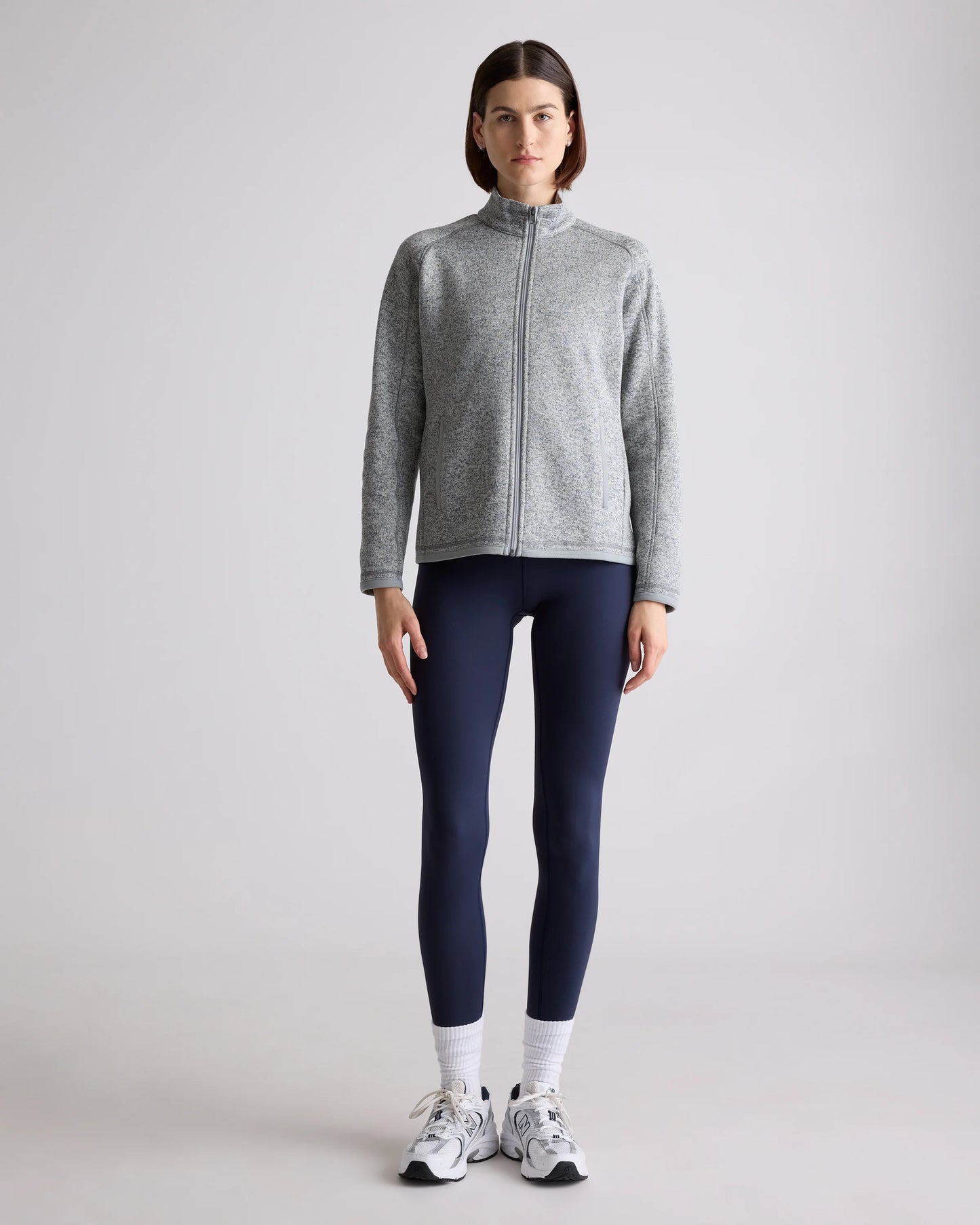 Sweater-Knit Fleece Full-Zip Jacket - XS / Heather Mineral Green