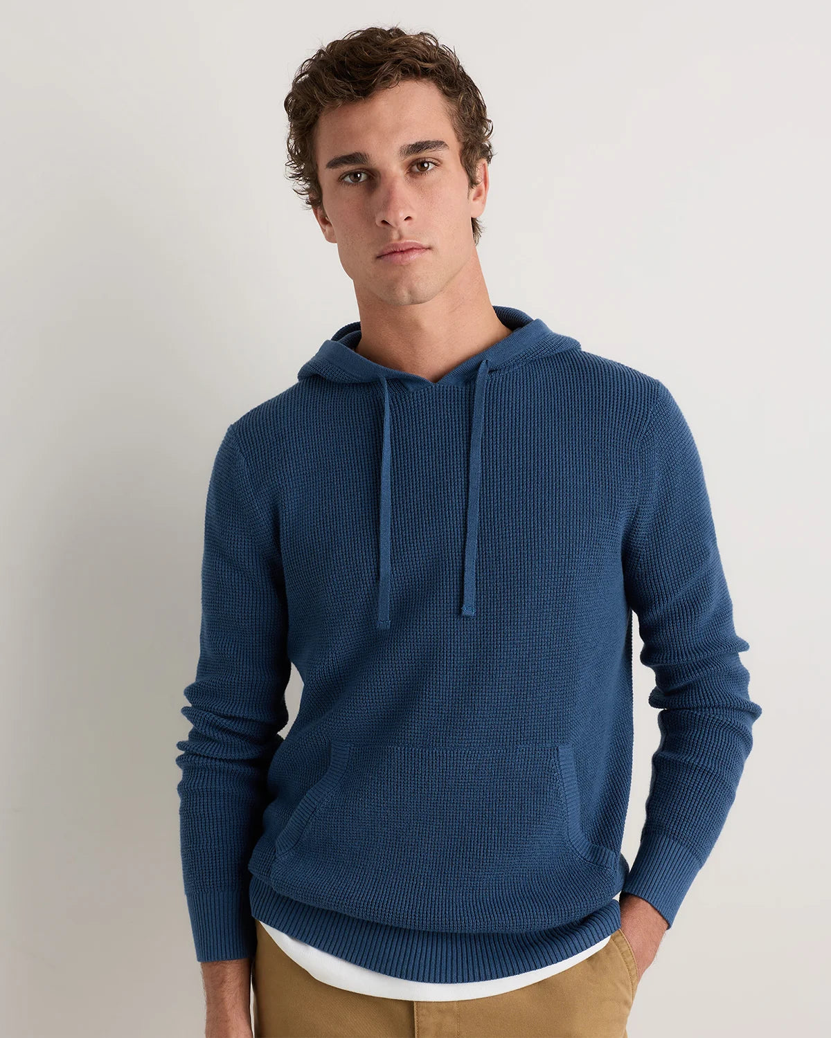 Organic Cotton Cashmere Waffle Hoodie - S / Bayberry Olive