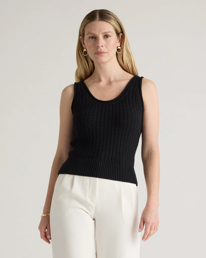 100% Organic Cotton Waffle Cropped Sweater Tank - XS / Heather Dove Grey