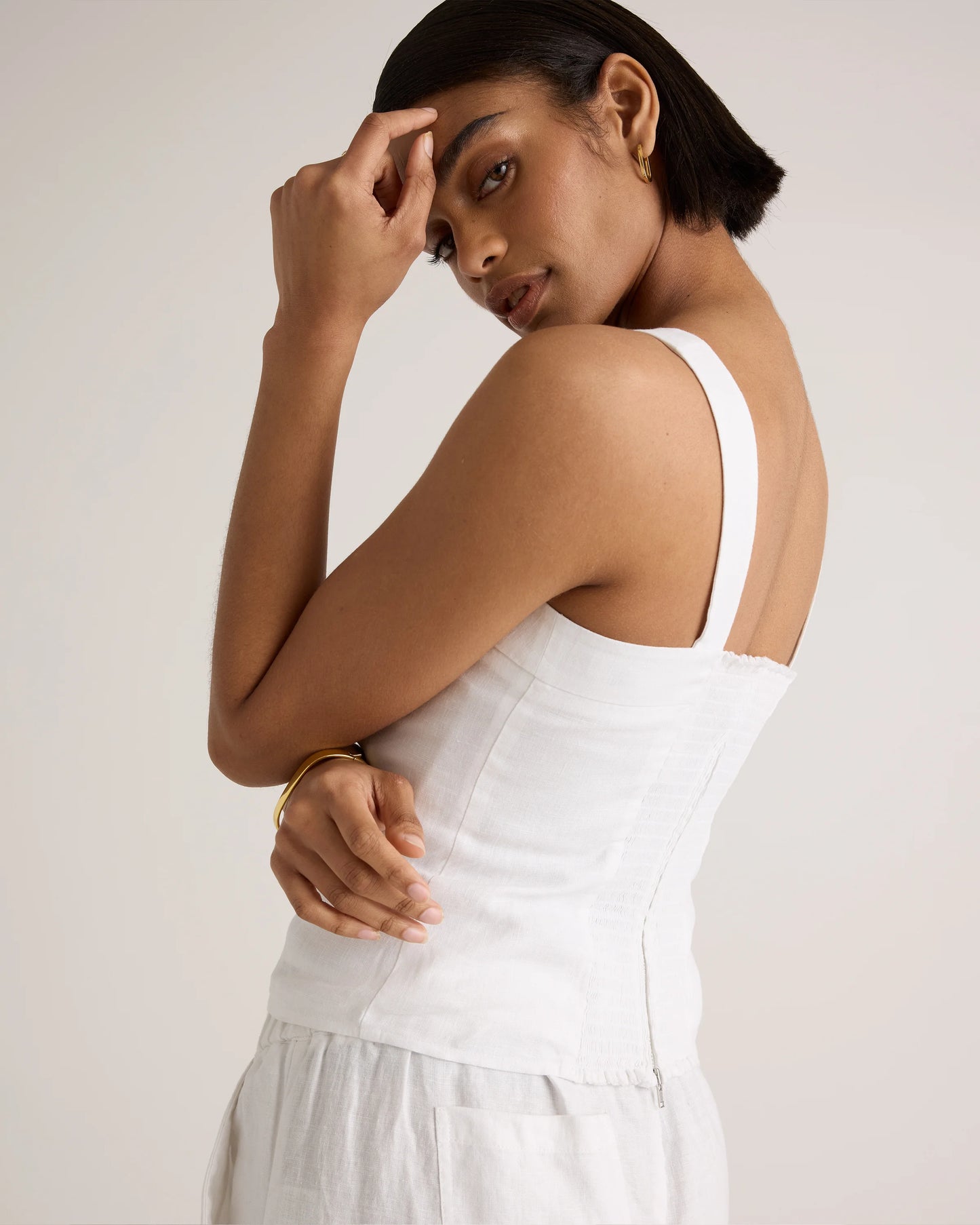 100% European Linen Fitted Tank - XS / Moonstone Blue