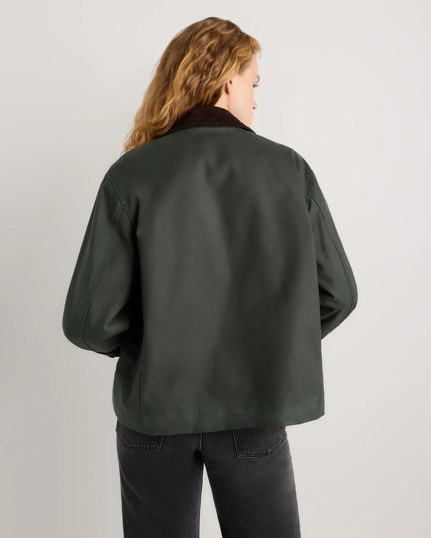 Organic Waxed Cotton Cropped Barn Jacket - XS / Vintage Black