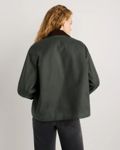 Organic Waxed Cotton Cropped Barn Jacket - XS / Vintage Black