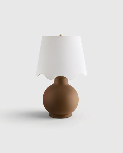 Coastal Ceramic Table Lamp with Scallop Shade - One Size / White