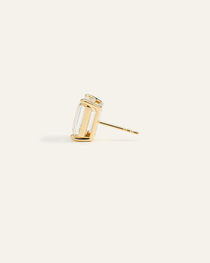 14K Gold Lab Grown Diamond Statement Emerald Studs - 8ctw - One Size / Yellow Gold