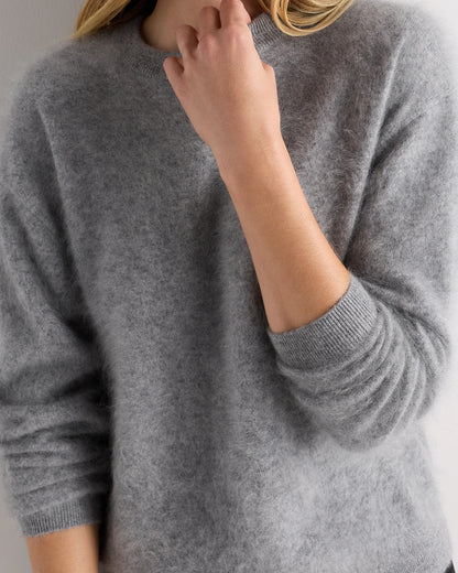 Brushed Cashmere Oversized Crewneck Sweater - XS / Heather Grey