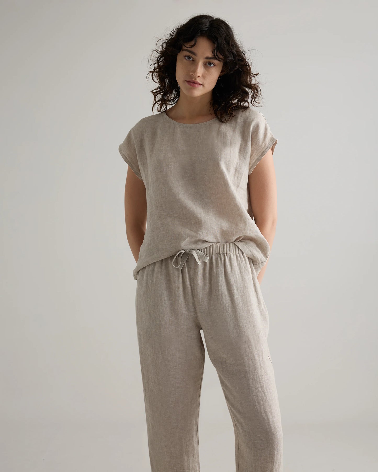 100% European Linen Pajama Set - XS / French Blue