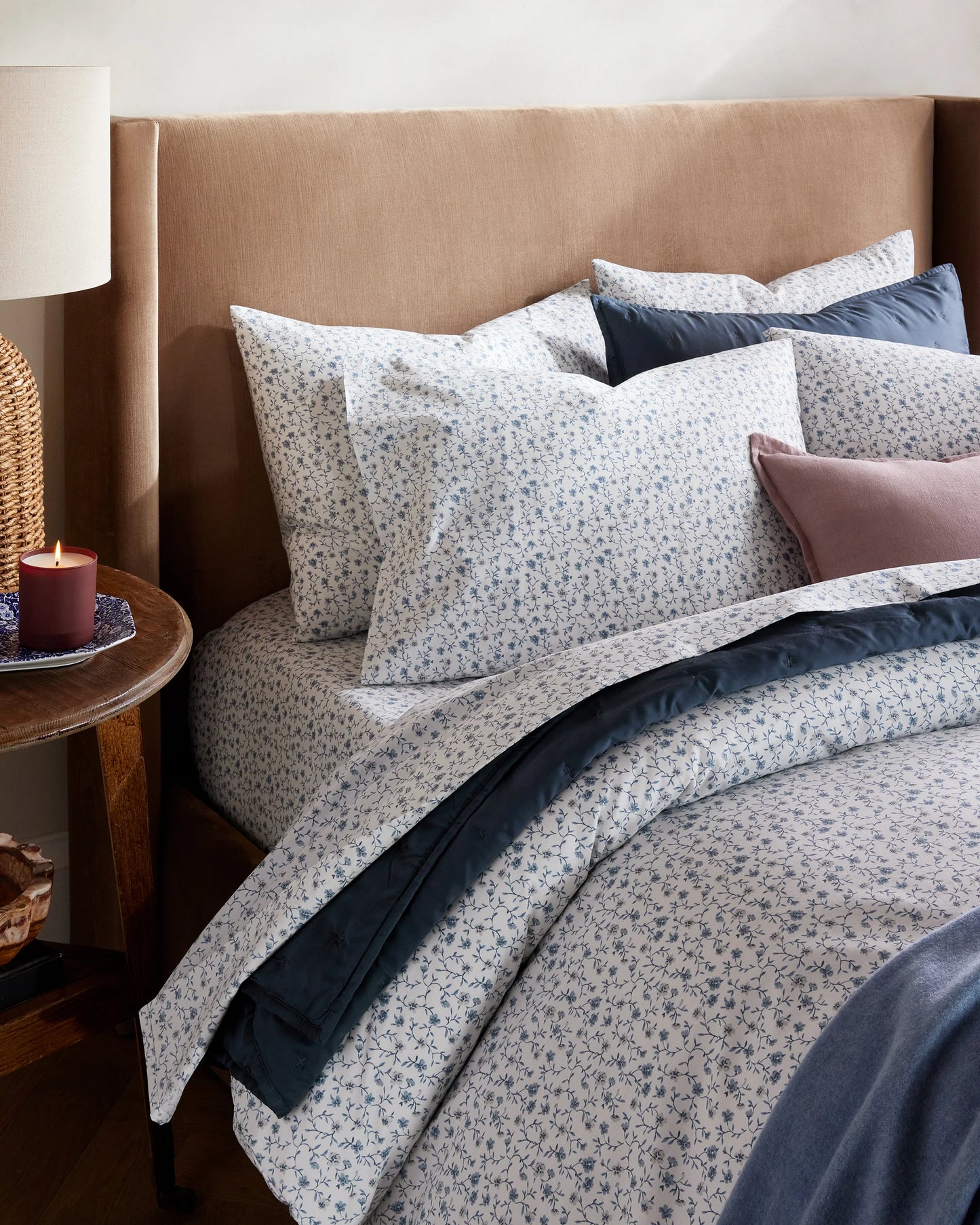 Organic Crisp Percale Floral Sham Set - Standard / Toffee Florette