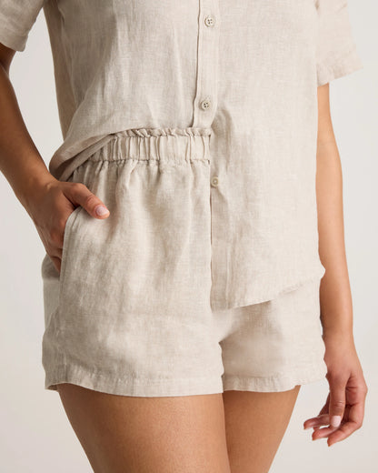 100% European Linen Shorts Pajama Set - XS / French Blue