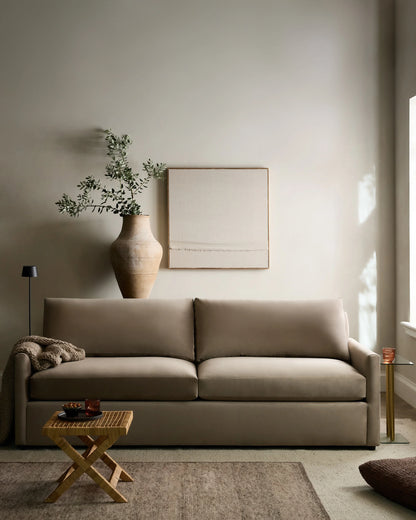 Brennan Sofa in Performance Velvet - 7ft / Taupe