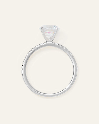 Lab Grown Diamond Round Petite Pave Engagement Ring - 1.50ct - 4 / Yellow Gold